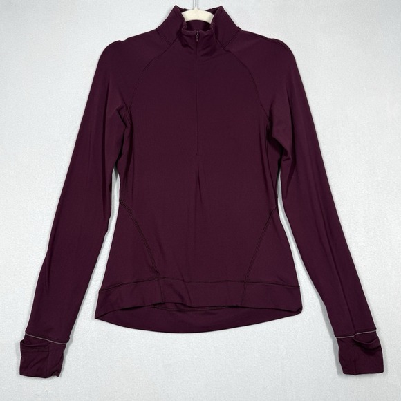 lululemon athletica Tops - Lululemon Top Womens 6 Outrun the Elements 1/2 Zip Rulu Fabric Burgundy Running